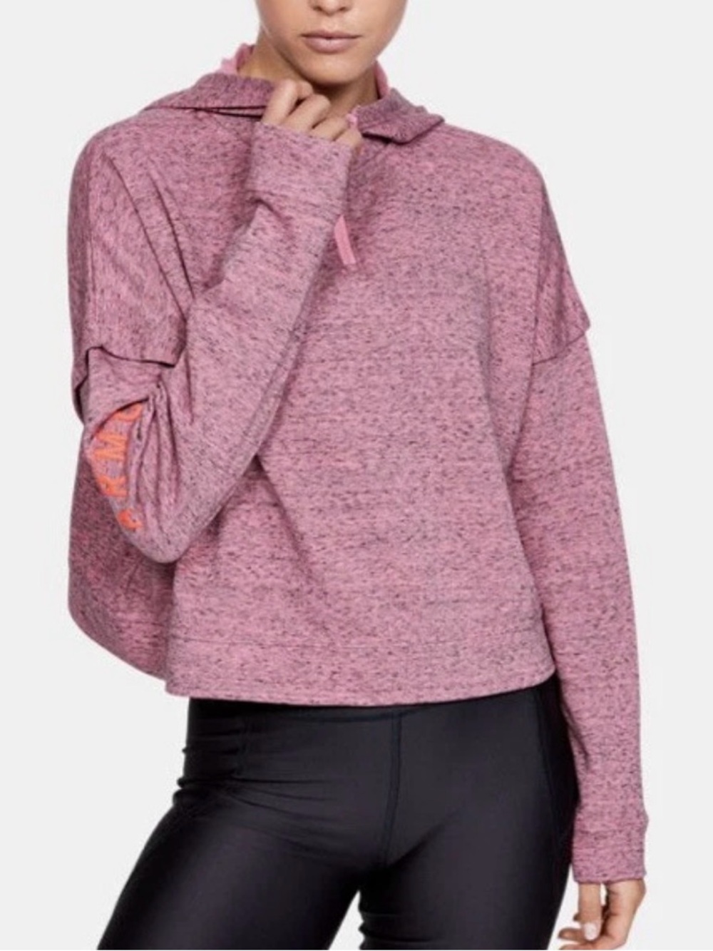 Under Armour Rival Terry Cropped Hoodie Heathered Pink Women’s Medium